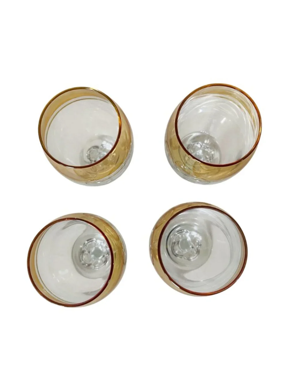 Vintage Circleware Gold Rim Cordial Wine Glass Set Stemware 3oz MCM 1950s/60s